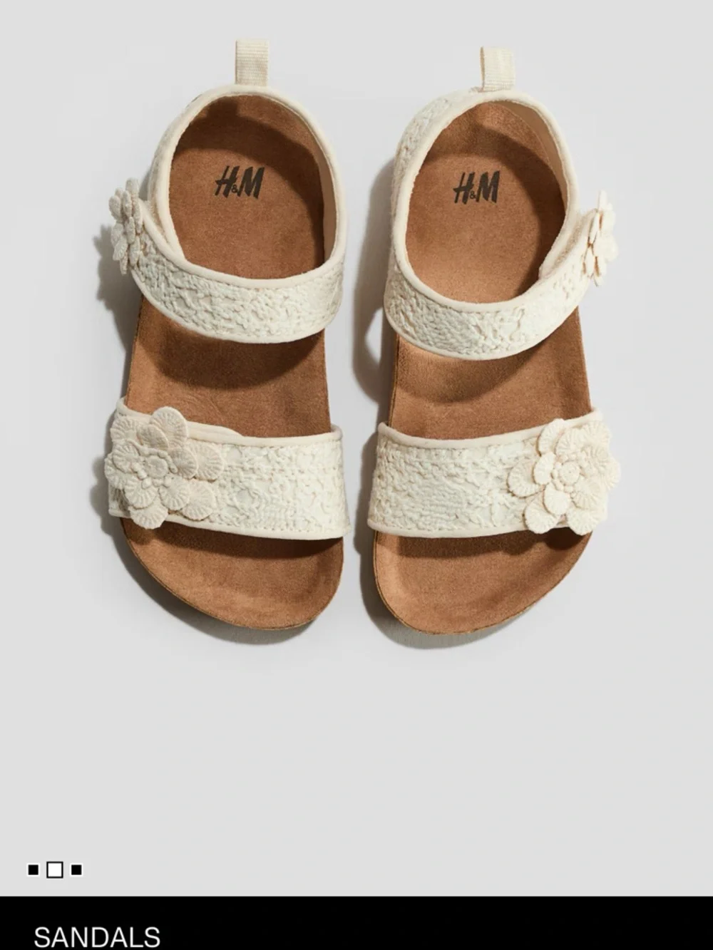 H&M Cream Crochet Flower Strap Kids Sandals